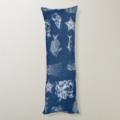 Coussins Longs Aquarelle bleu marine Océan Animaux marins (Dos (Vertical))