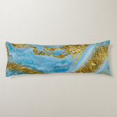 Coussins Longs Aquarelle bleue Marbre et or Foil (Dos)