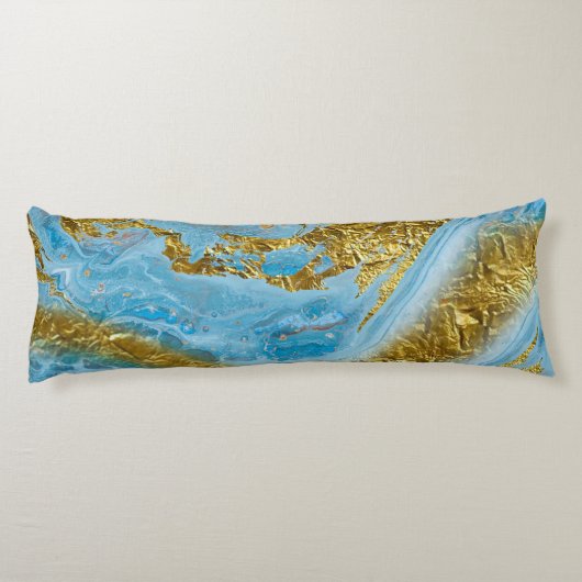 Coussins Longs Aquarelle bleue Marbre et or Foil (Dos)