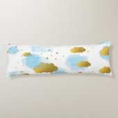 Coussins Longs Aquarelle bleue Nuages Gold Stars Sky (Dos)