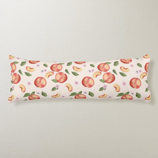 Coussins Longs Aquarelle botanique Pêches et fleurs (Devant)