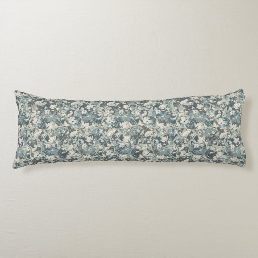Coussins Longs Aquarelle Clematis Motif Floral Gris Bleu Sage  (Devant)
