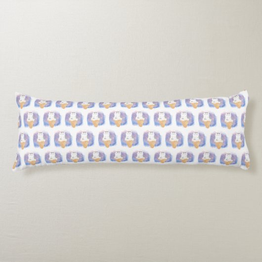 Coussins Longs aquarelle de chat crème glacée (Devant)