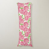 Coussins Longs Aquarelle de pivoines roses (Devant (Vertical))