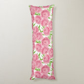 Coussins Longs Aquarelle de pivoines roses (Dos (Vertical))