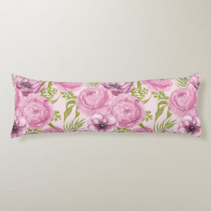 Coussins Longs Aquarelle des fleurs de pivoine et d'anémone