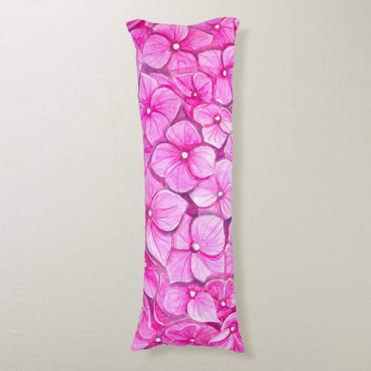 Coussins Longs Aquarelle d'Hydrangea (Devant (Vertical))