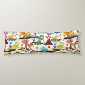 Coussins Longs Aquarelle Dinosaure Construction Enfants Personnal (Dos)