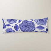 Coussins Longs Aquarelle et fleurs d'encre - palette bleue (Dos)