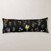 Coussins Longs Aquarelle fleur sauvage Floral botanique noir (Dos)