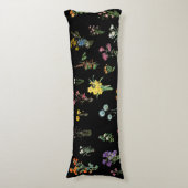 Coussins Longs Aquarelle fleur sauvage Floral botanique noir (Devant (Vertical))