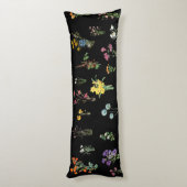 Coussins Longs Aquarelle fleur sauvage Floral botanique noir (Dos (Vertical))