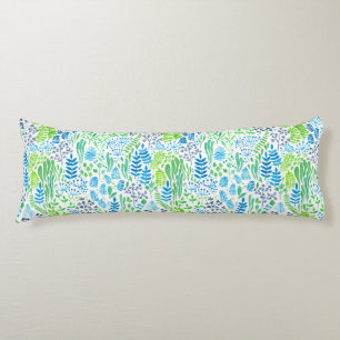 Coussins Longs Aquarelle fleurie doodles blanc