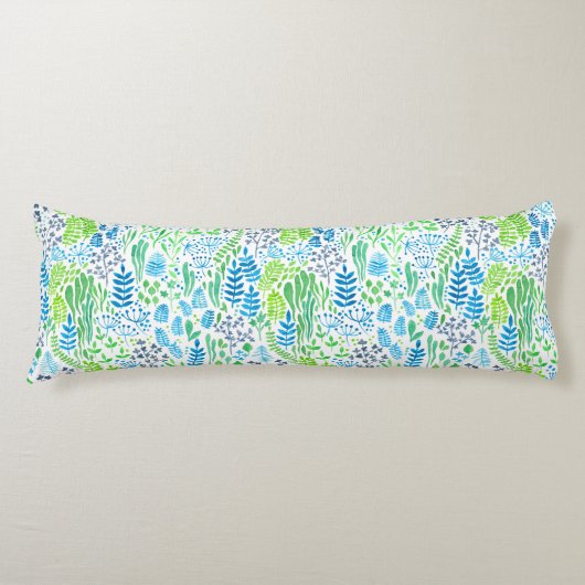 Coussins Longs Aquarelle fleurie doodles blanc (Devant)