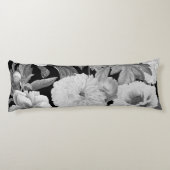 Coussins Longs Aquarelle florale Black & White Peonies (Dos)