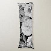 Coussins Longs Aquarelle florale Black & White Peonies (Devant (Vertical))