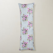 Coussins Longs Aquarelle Florale violet bleu Polka blanc point (Dos (Vertical))