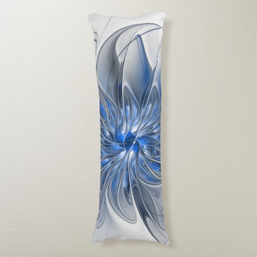 Coussins Longs Aquarelle gris bleu Abstrait Fractal Art Flower (Devant (Vertical))