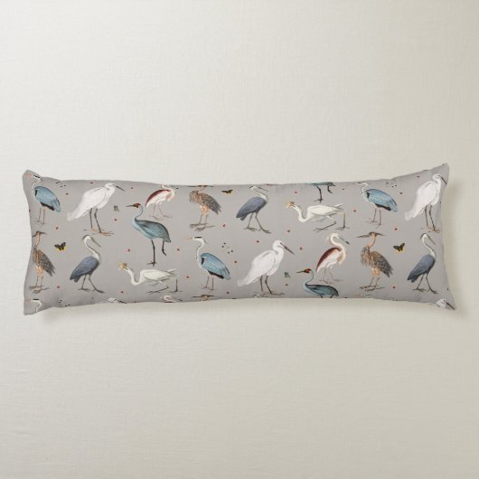 Coussins Longs Aquarelle Heron Bird Egret Nature Motif (Dos)