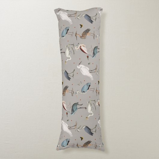 Coussins Longs Aquarelle Heron Bird Egret Nature Motif (Devant (Vertical))