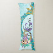 Coussins Longs Aquarelle mignonne de sirène Monogramme Turquoise (Devant (Vertical))