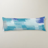 Coussins Longs Aquarelle moderne turquoise et gris Art Abstrait (Dos)