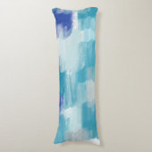 Coussins Longs Aquarelle moderne turquoise et gris Art Abstrait (Devant (Vertical))