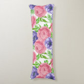 Coussins Longs Aquarelle motif avec des fleurs de pivoine et d'an (Devant (Vertical))