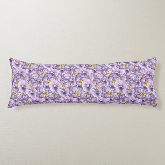 Coussins Longs Aquarelle motif floral avec panneaux violets (Devant)