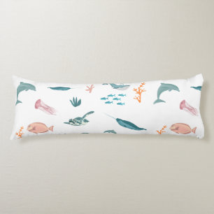 Coussins Longs Aquarelle Océan Motif d'animaux marins