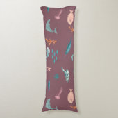 Coussins Longs Aquarelle Océan Sea Animaux Motif rose poussiéreux (Devant (Vertical))