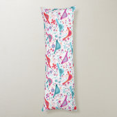 Coussins Longs Aquarelle Oiseaux dans un jardin Floral Turquoise  (Dos (Vertical))