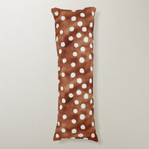 Coussins Longs Aquarelle Pointe Polka dans Café Brown et blanc