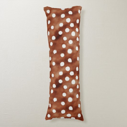 Coussins Longs Aquarelle Pointe Polka dans Café Brown et blanc (Devant (Vertical))
