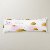 Coussins Longs Aquarelle rose Nuages Gold Stars Sky (Dos)