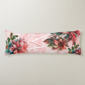 Coussins Longs Aquarelle Rouge Poinsettia Mistletoe Nom Noël (Devant)