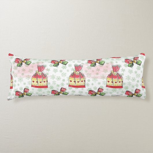 Coussins Longs Aquarelle sac de Noël de bonbons (Devant)