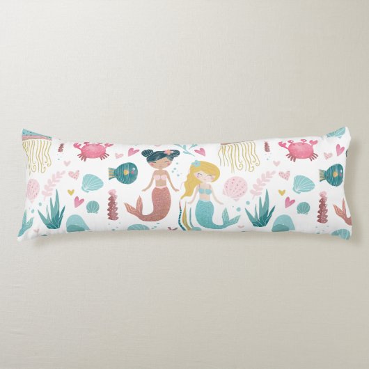 Coussins Longs Aquarelle Sirène / fille / chambre / décoration /  (Devant)