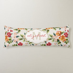 Coussins Longs Aquarelle victorienne vintage de monogramme