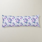 Coussins Longs Aquarelle violette Lavande Blanc Floral (Dos)