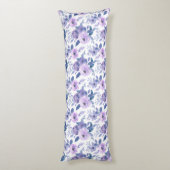 Coussins Longs Aquarelle violette Lavande Blanc Floral (Dos (Vertical))