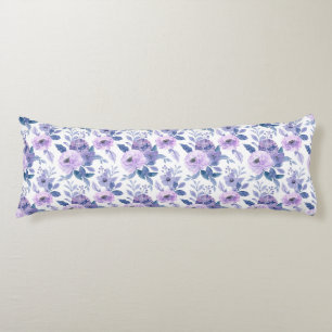 Coussins Longs Aquarelle violette Lavande Blanc Floral