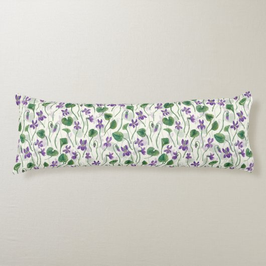 Coussins Longs Aquarelles violettes sur blanc cassé (Devant)