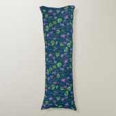 Coussins Longs Aquarelles violettes sur fond bleu (Devant (Vertical))