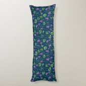 Coussins Longs Aquarelles violettes sur fond bleu (Dos (Vertical))