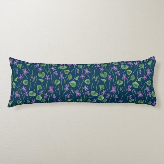 Coussins Longs Aquarelles violettes sur fond bleu (Devant)