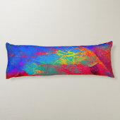 Coussins Longs Arbre Abstrait en rouge et bleu (Dos)