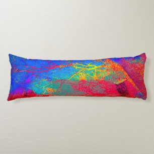 Coussins Longs Arbre Abstrait en rouge et bleu