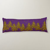 Coussins Longs Arbre de Noël en or brillant, étoiles, neige sur v (Dos)