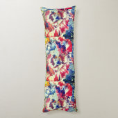 Coussins Longs Arbre en fleurs rouge abstrait bleu jaune (Dos (Vertical))